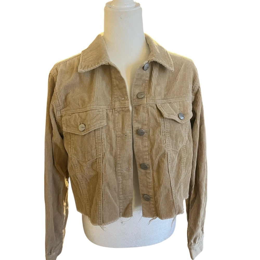 TGLA Tan Cropped Corduroy Jacket Size Medium